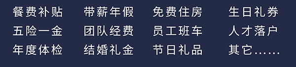 BOBSport员工福利：餐费补贴、五险一金、年度体检、带薪年假、团队经费、结婚礼金、免费住房、员工班车、节日礼品、生日礼券、人才落户、其它……